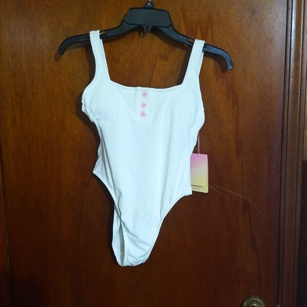 White swimsuit.  XS